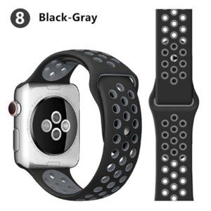 NEWBlack-Gray Sport Silicone For Apple Watch